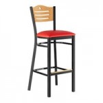 Lancaster Table & Seating Black Finish Side Chair with Natural Wood Seat and Back - Detached Seat