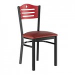 Lancaster Table & Seating Black Finish Side Chair with Natural Wood Seat and Back - Detached Seat