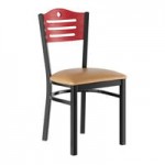Lancaster Table & Seating Black Finish Side Chair with Natural Wood Seat and Back - Detached Seat