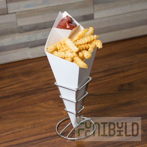American Metalcraft SQFBCN 15 oz. Square Cardboard Fry Cone - 100/Pack