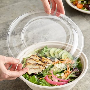 World Centric Compostable Clear PLA Lid for 36-64 oz. Fiber Take-Out Bowls - 300/Case