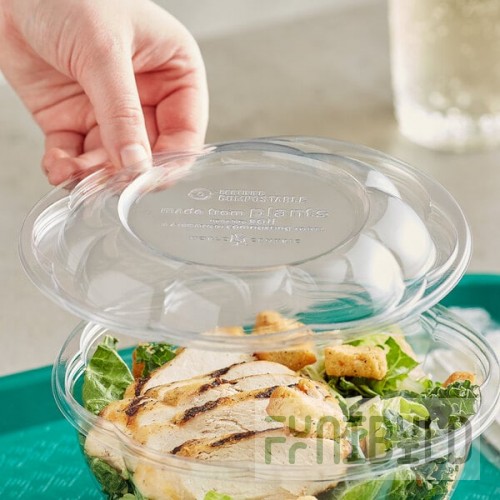 World Centric Clear Dome PLA Lid for 24, 32, 48 oz. Deli Bowls - 600/Case