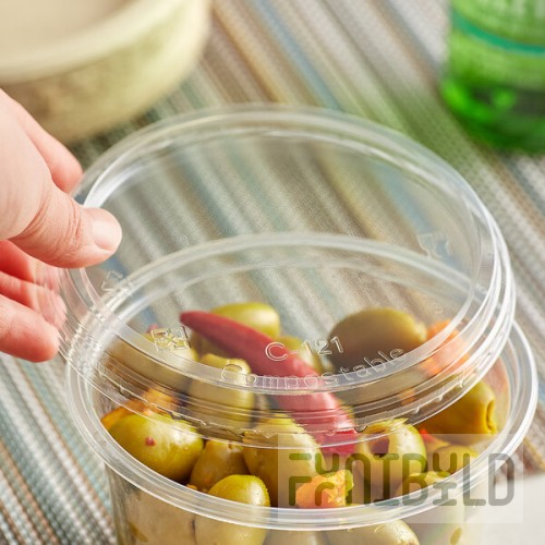 Stalk Market Clear PLA Plastic Lid for 8, 12, 16, 32 oz. Deli Containers - 600/Case
