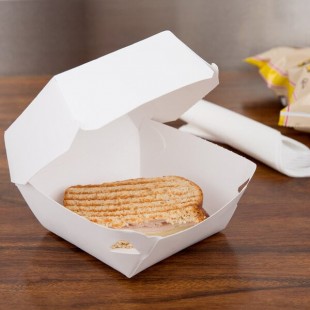 Southern Champion Microwavable Hinged White Paper Take Out Burger Box 4