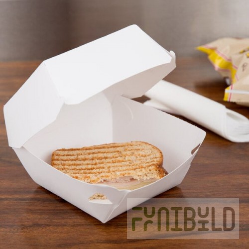 Southern Champion Microwavable Hinged White Paper Take Out Burger Box 4