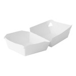 Southern Champion Microwavable Hinged White Paper Take Out Burger Box 4 Southern Champion Microwavable Hinged White Paper Take Out Burger Box 4