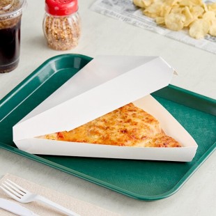 Choice White Plain Clay-Coated Clamshell Pizza Slice Box - 400/Case Choice White Plain Clay-Coated Clamshell Pizza Slice Box - 400/Case