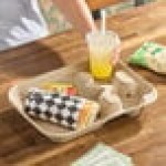 Choice Molded Fiber / Pulp 24-44 oz. 2-Cup Carrier with Large Tray - 50/Pack