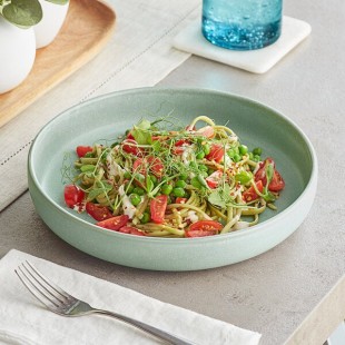 Acopa Pangea 22 oz. Harbor Blue Matte Porcelain Pasta Bowl - Sample Acopa Pangea 22 oz. Harbor Blue Matte Porcelain Pasta Bowl - Sample