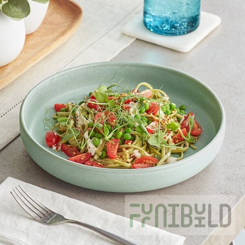 Acopa Pangea 22 oz. Harbor Blue Matte Porcelain Pasta Bowl - Sample