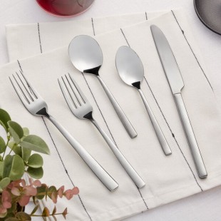 Acopa Skyscraper 18/8 Stainless Steel Extra Heavy Weight Flatware 5-Piece Set - Sample