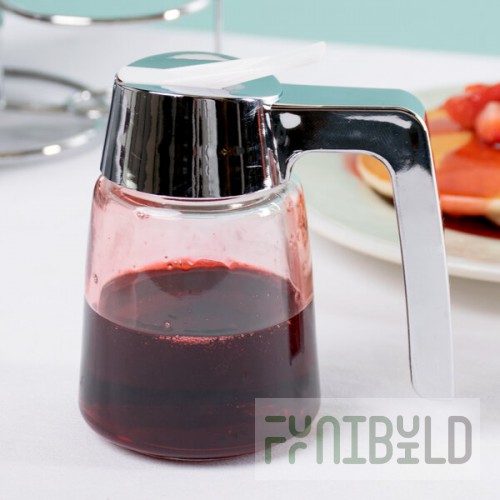 TableCraft 1270 8 oz. Modern Glass Syrup Dispenser with Chrome Plated ABS Top