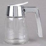 TableCraft 1270 8 oz. Modern Glass Syrup Dispenser with Chrome Plated ABS Top TableCraft 1270 8 oz. Modern Glass Syrup Dispenser with Chrome Plated ABS Top