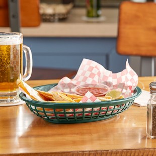 TableCraft C1084FG Forest Green Jumbo Oval Polypropylene Fast Food Basket - 12/Pack