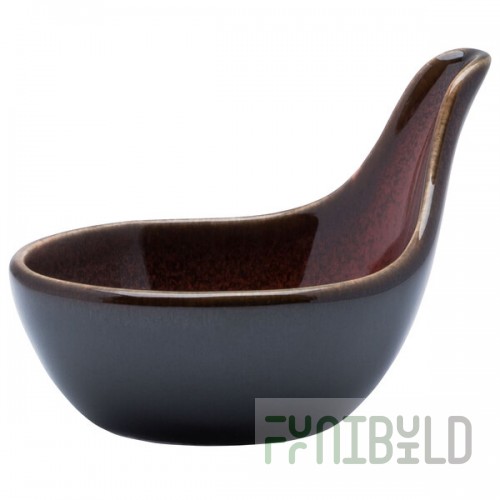 Luzerne Rustic by Oneida 1880 Hospitality L6753074943 2 oz. Crimson Porcelain Small Tapas Spoon / Dish - 72/Case