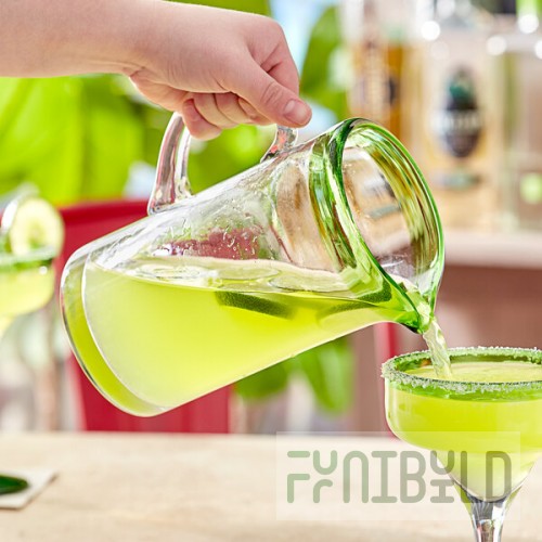 Acopa Tropic 50 oz. Glass Pitcher with Green Rim - 6/Case