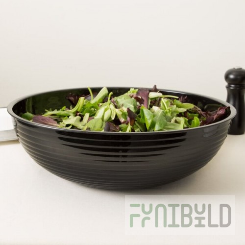 Cambro RSB15CW110 11.2 Qt. Black Camwear® Round Ribbed Bowl
