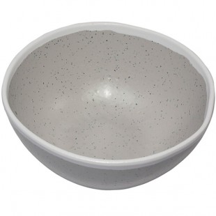 GET B-302-DVG Pottery Market 24 oz. Glazed Gray Melamine Bowl with White Trim - 12/Case