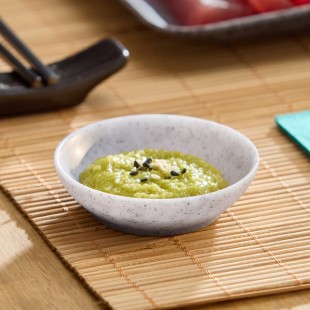 Acopa Cavern 0.75 oz. Light Gray Round Melamine Ramekin - 24/Case
