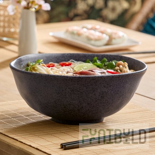 Acopa Cavern 48 oz. Dark Gray Round Melamine Bowl - 12/Case