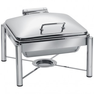 Eastern Tabletop 3954/S 6 Qt. Square Stainless Steel Chafer with Stand and Hinged Dome Cover