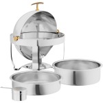Acopa Supreme 4 Qt. Round Roll Top Gold Trim Chafer