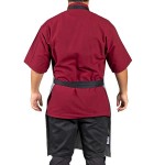 Uncommon Chef 3128 Gray Customizable Poly-Cotton Surge Bib Apron with Black Webbing and 3 Pockets - 34