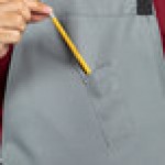 Uncommon Chef 3128 Gray Customizable Poly-Cotton Surge Bib Apron with Black Webbing and 3 Pockets - 34