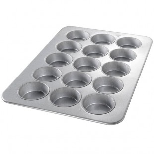 Chicago Metallic 45305 15 Cup 10.5 oz. Glazed Aluminized Steel Mini Cake / Jumbo Muffin Pan - 17 7/8
