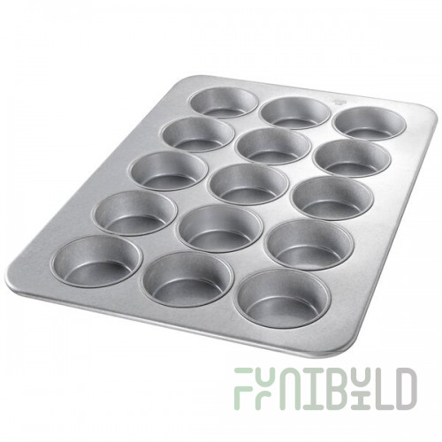 Chicago Metallic 45305 15 Cup 10.5 oz. Glazed Aluminized Steel Mini Cake / Jumbo Muffin Pan - 17 7/8