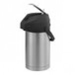 Service Ideas Color-Me-SVAC 3 Liter Brushed Stainless Steel Lined Airpot with Lever and Black Top CTAL30BL