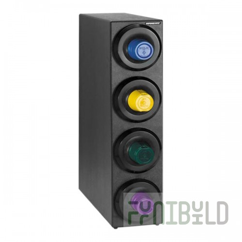 Dispense-Rite Black Polystyrene One-Size-Fits-All 4-Compartment Countertop Cup Dispenser SLR-S-4BT