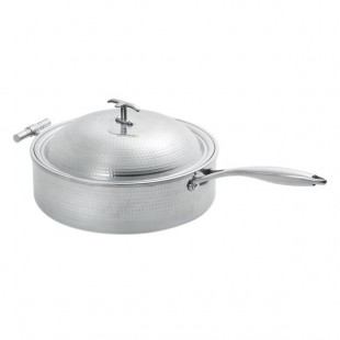 Eastern Tabletop 5914H 4 Qt. Hammered Stainless Steel Induction Pot with Lid and Helper Handle