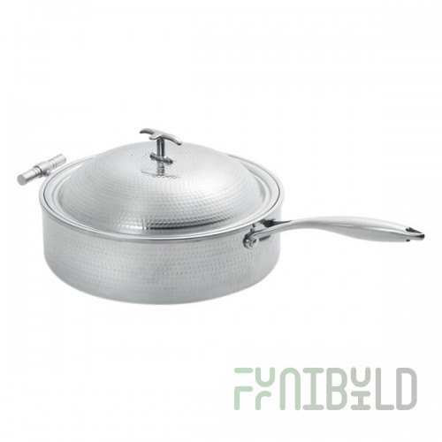 Eastern Tabletop 5914H 4 Qt. Hammered Stainless Steel Induction Pot with Lid and Helper Handle