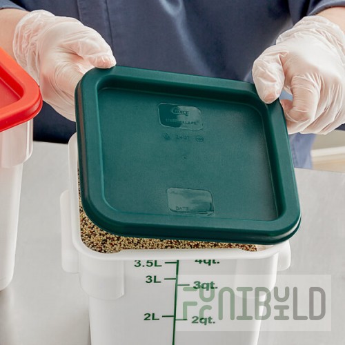 Choice 2 and 4 Qt. Green Square Polypropylene Food Storage Container Lid