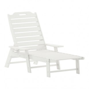 Flash Furniture Monterey White Adjustable Polyethylene Adirondack Chaise Lounge with Cup Holder Flash Furniture Monterey White Adjustable Polyethylene Adirondack Chaise Lounge with Cup Holder
