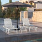 Flash Furniture Monterey White Adjustable Polyethylene Adirondack Chaise Lounge with Cup Holder Flash Furniture Monterey White Adjustable Polyethylene Adirondack Chaise Lounge with Cup Holder