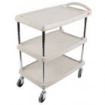 Metro myCart MY1627-34BL Black Utility Cart with Three Shelves and Chrome Posts - 18 Metro myCart MY1627-34BL Black Utility Cart with Three Shelves and Chrome Posts - 18