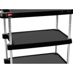 Metro myCart MY1627-34BL Black Utility Cart with Three Shelves and Chrome Posts - 18 Metro myCart MY1627-34BL Black Utility Cart with Three Shelves and Chrome Posts - 18