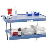 Metro myCart MY1627-34BL Black Utility Cart with Three Shelves and Chrome Posts - 18 Metro myCart MY1627-34BL Black Utility Cart with Three Shelves and Chrome Posts - 18