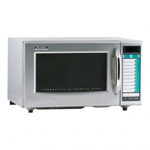 Sharp R21LVF Stainless Steel Medium-Duty Commercial Microwave with Touch Controls and 10 Programmable Memories - 1,000W, 120V