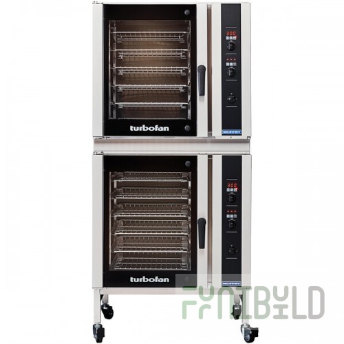 Moffat E35D6-26/2C Turbofan Double Deck Full Size Electric Digital Convection Oven with Steam Injection and Casters - 208V, 3 Phase, 22.4 kW