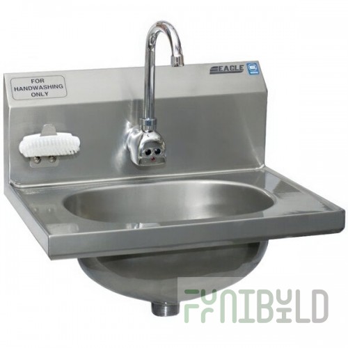 Eagle Group HSA-10-FE-B-NB-MG MICROGARD® Hand Sink with Gooseneck Faucet, Nail Brush, Nail Brush Holder, and Basket Drain