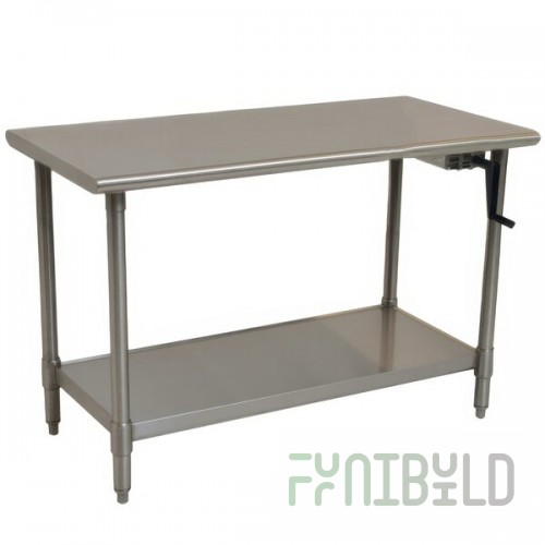 Eagle Group T2460SE-HA Right Crank 14 Gauge Type 304 Stainless Steel Adjustable Height ADA / Ergonomic Work Table with Undershelf - 24