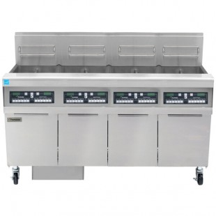 Frymaster FPPH455 Natural Gas 200 lb. 4 Unit High-Efficiency Gas Floor Fryer System with CM3.5 Controls - 320,000 BTU