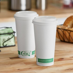 EcoChoice 20 oz. White Compostable Paper Hot Cup and PLA Lid - 50/Case