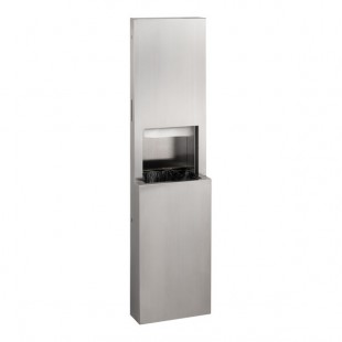 Bobrick Fino B-9944 8.5 Gallon Surface-Mounted Paper Towel Dispenser / Waste Receptacle with Satin Finish