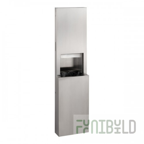 Bobrick Fino B-9944 8.5 Gallon Surface-Mounted Paper Towel Dispenser / Waste Receptacle with Satin Finish
