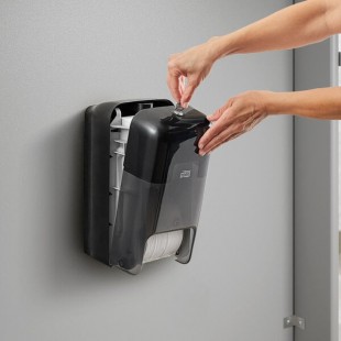 Tork OptiServe 473528 Coreless Black Double Roll Toilet Tissue Dispenser T7 / T5 Tork OptiServe 473528 Coreless Black Double Roll Toilet Tissue Dispenser T7 / T5