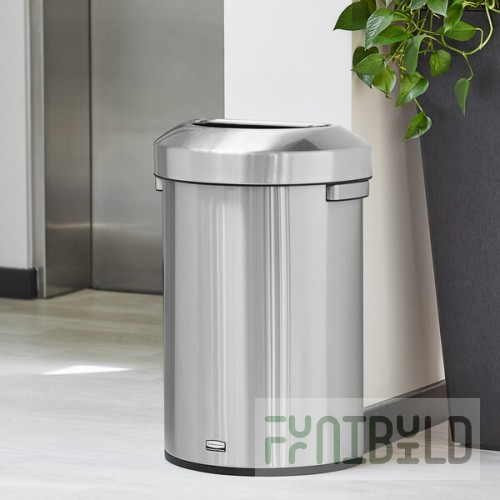 Rubbermaid® Refine 2147550 16 Gallon Stainless Steel Half Round Trash Can